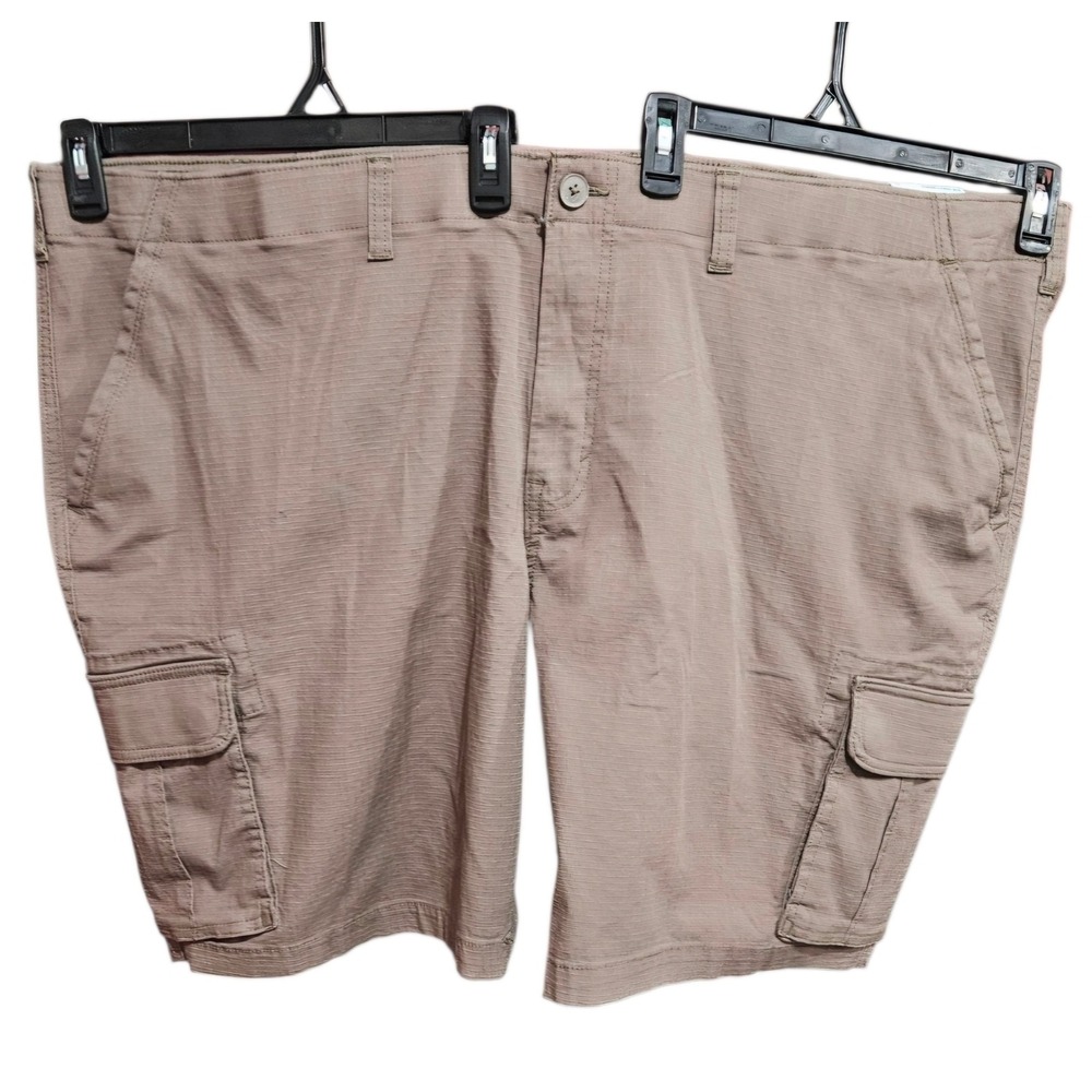 Sonoma Goods Mens Flexwear Cargo Shorts Brown Ripstop Size 54 Flap Snap Pocket - Picture 2 of 11